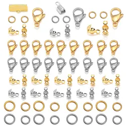 100Pcs/Set Stainless Steel Lobster Clasp Jump Rings Clasp Crimp End Connector Beads DIY Bracelet Necklace Jewelry Wholesale