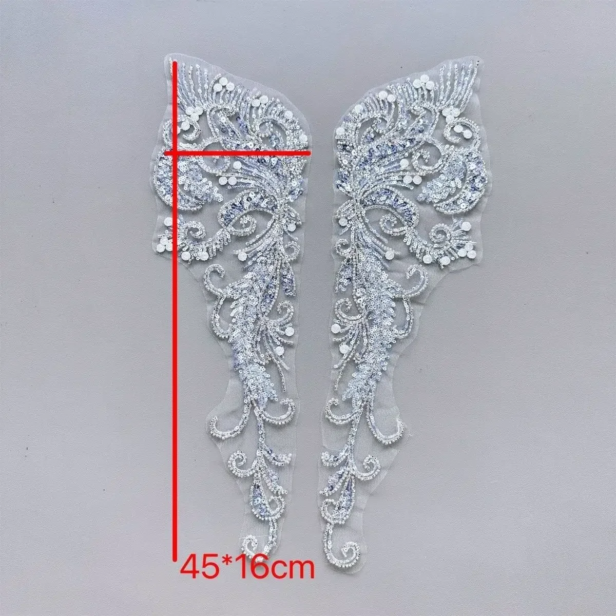 

Высококачественная белая кружевная аппликация из бисера, кружевная ткань, аксессуары для свадебного платья и вечернего платья, аксессуары для одежды ручной работы