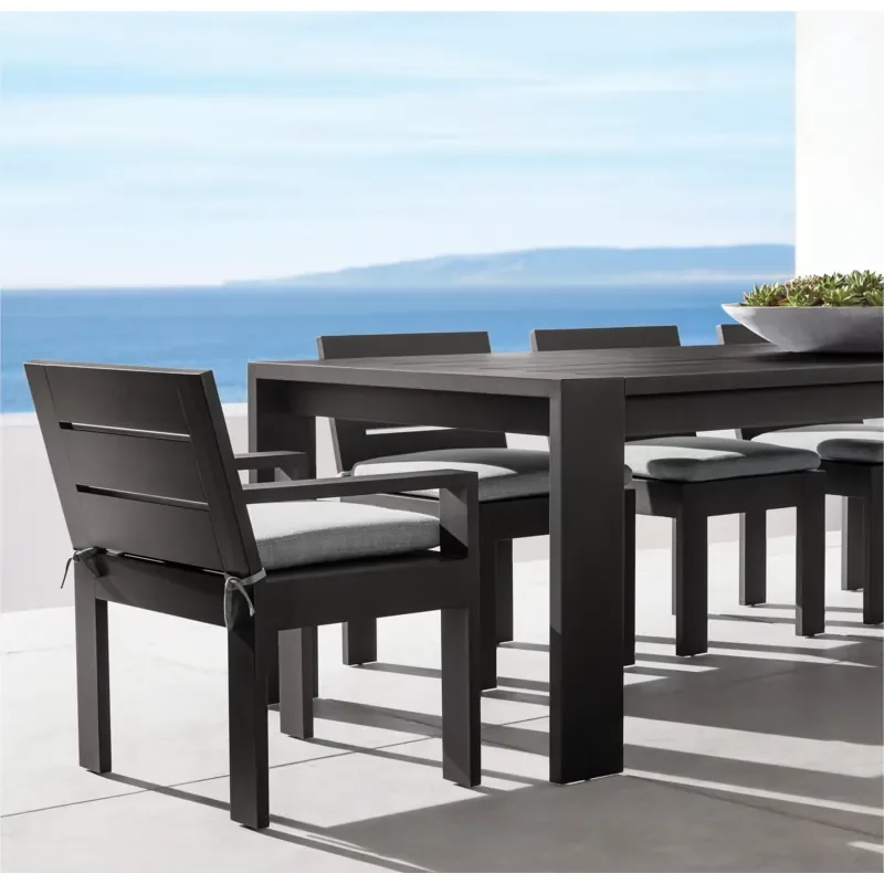 #Outdoor Patio Furniture Villa Aluminum Chair Extendable Table Metal Frame Armrest Chairs