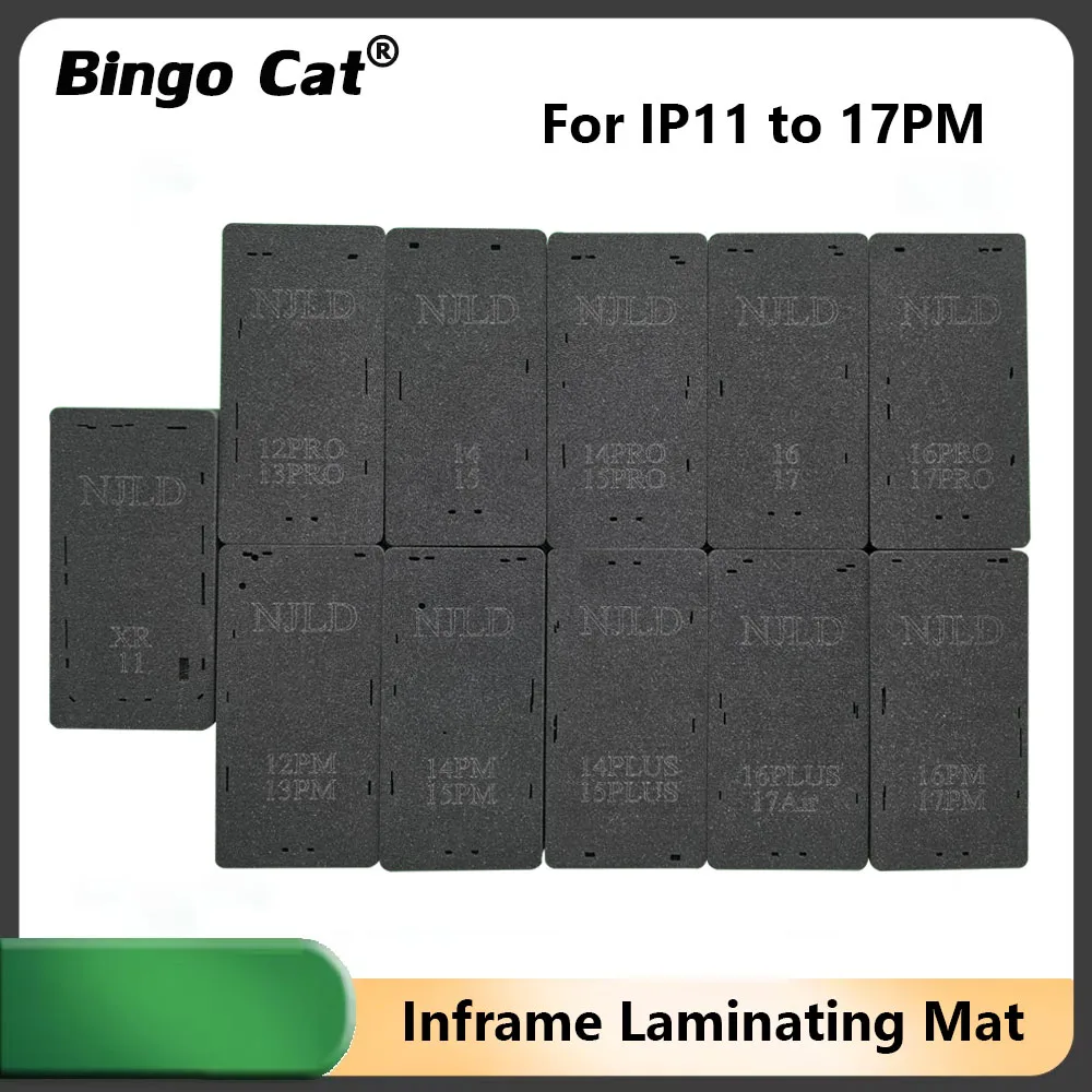 Tapis de laminage encastré pour écran LCD avec cadre pour iPhone 17 16 15 14 13 12 Pro Max – Outil de réparation pour résoudre le problème des bulles