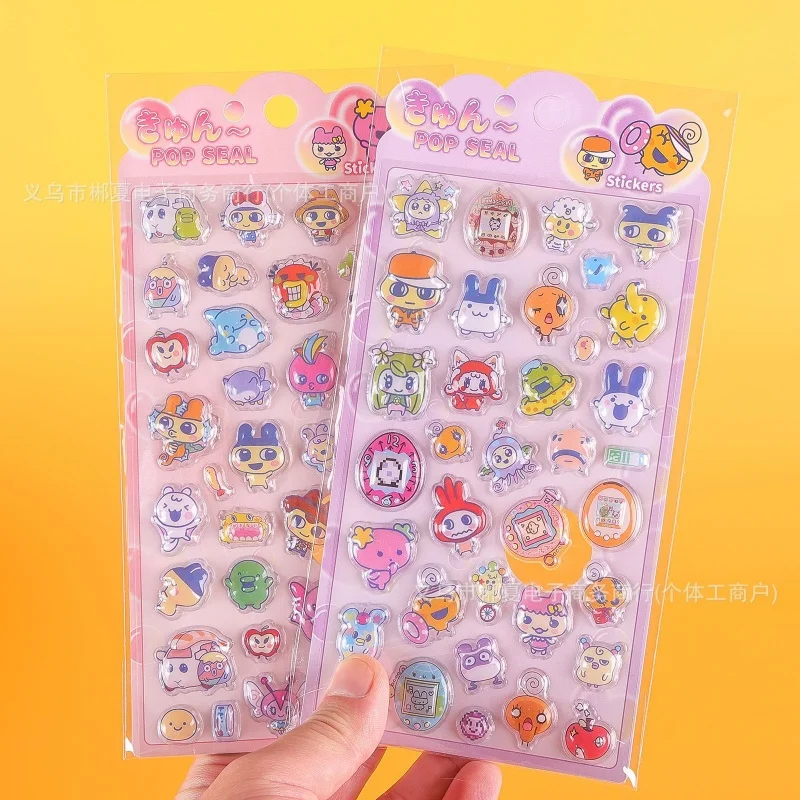 

80PCS Tamagotchi‌ Pop Seal Cartoon 3D Embossed Stickers Cute Stickers For Diy Phone Case Scrapbook Notebook Decoration