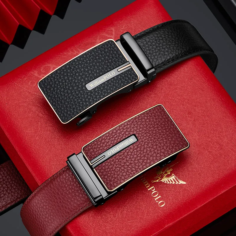 Genuine leather men's automatic buckle belt, fashionable and versatile belt, high-end business belt