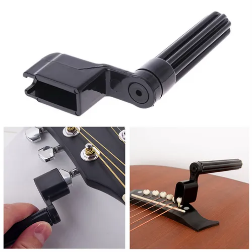 Bobinador de clavija de cuerda de guitarra, herramienta eléctrica acústica, plástico negro, envío directo, 1 ud.