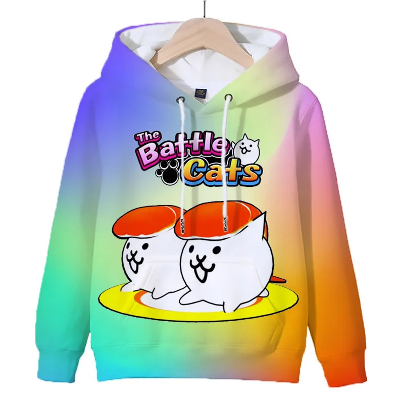 3D The Battle Cats Hoodie Streetwear Harajuku Kids Pullover Boys Anime Sweatshirt Girls Cute Cartoon Hoodies Children's Clothing