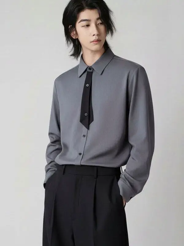 

Рубашка Ele ey Tie с декоративным дизайном, длинными рукавами, свободного кроя, на одной пуговице, класса люкс, из полиэфирного волокна, белая