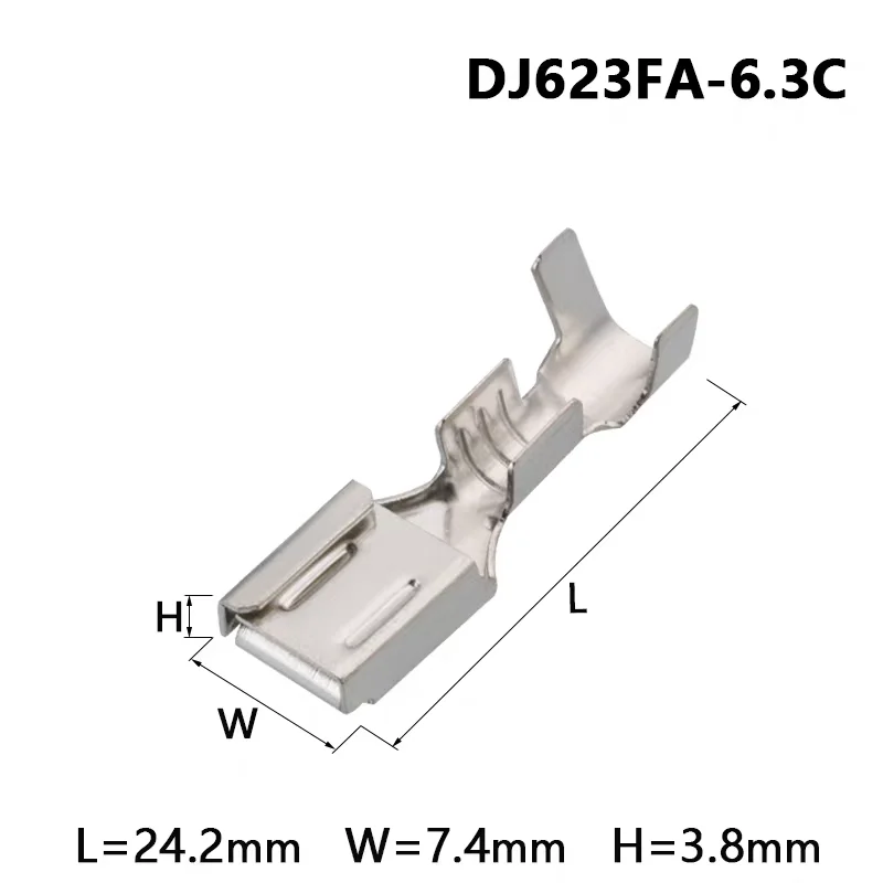 1000pcs  6.3mm automotive connector plug-in copper terminal DJ623FA-6.3C