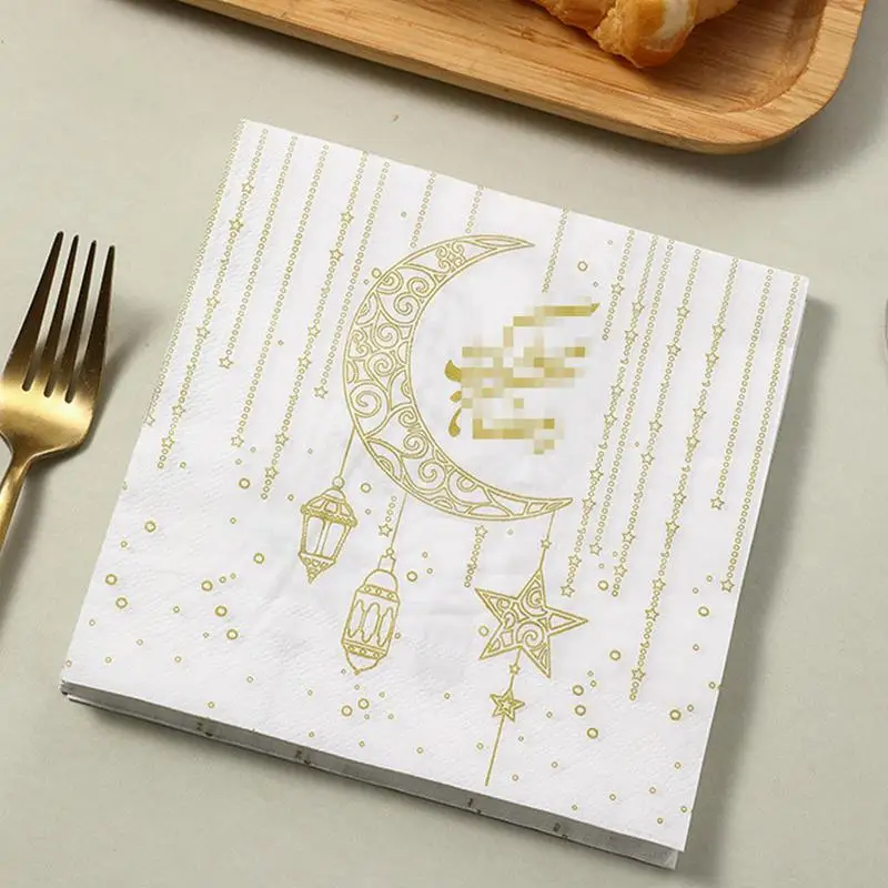 イード紙ナプキン、高吸収性、飲料、2層、柔らかいティッシュ、ディナー用タオル、ラマダンパーティー、装飾用品、イード
