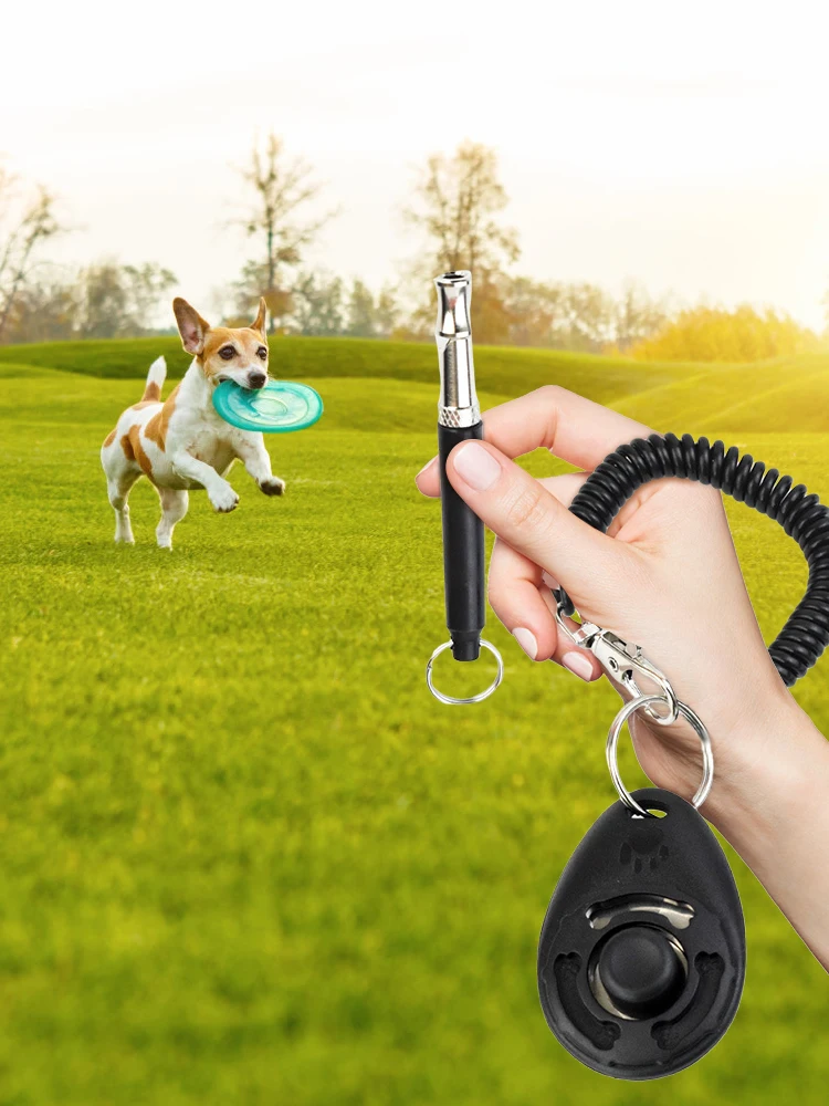 Pet Clicker Dog Training Whistle Pet Dog Training Sound Pet Dog Trainer Assistive Guide With Key Ring Dog Supplies Pet Products