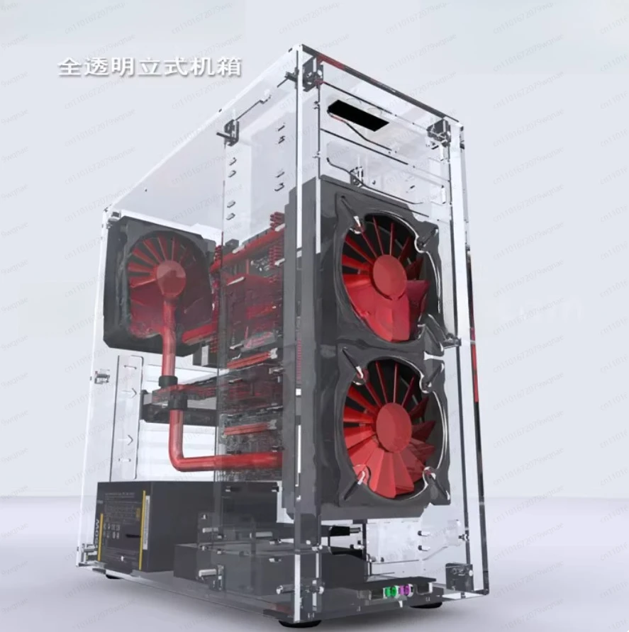 Fully Transparent DIY PC Case - Customizable Acrylic/PMMA Chassis with Vertical ATX Layout, Showpiece Build