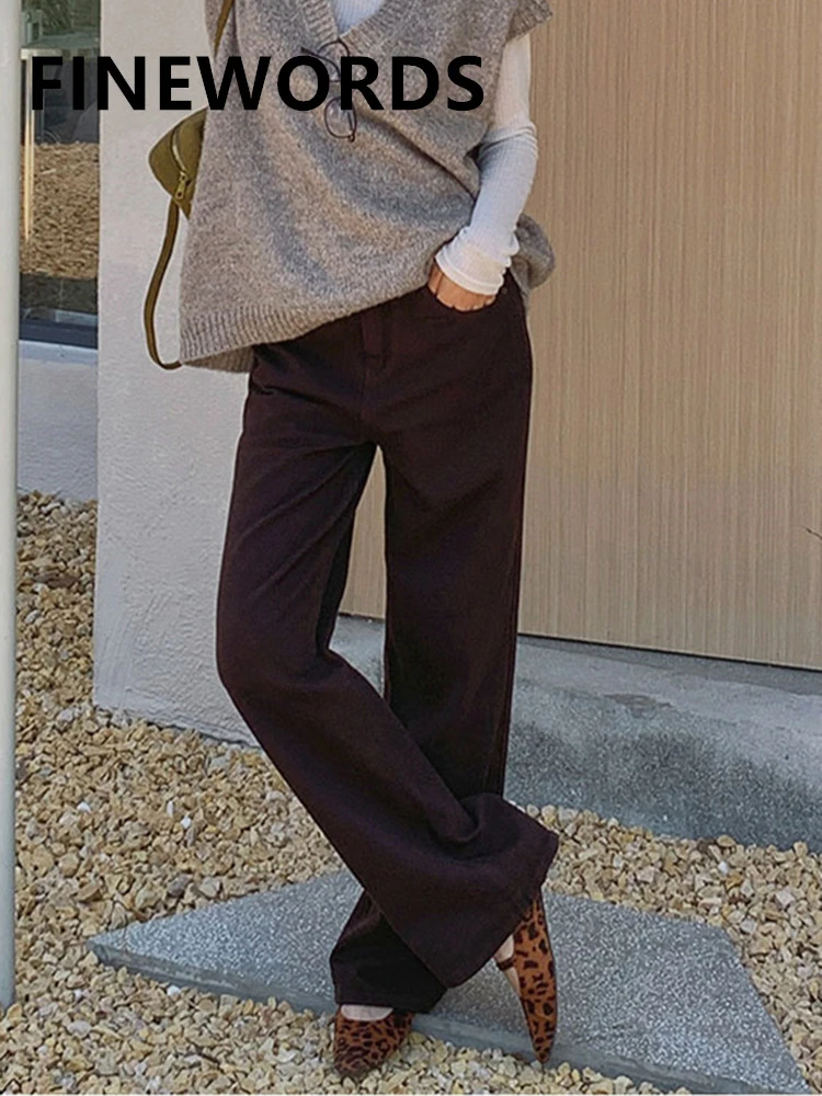 

FINEWORDS Vintage High Waist Loose Jeans Women Wide Leg Korean Casual Washed Denim Jeans Streetwear Harajuku Wide Leg Jeans