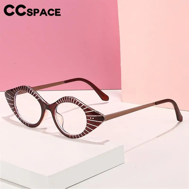 57281 Cat Eye Stripe Anti Blue Light Glasses Women Small Size Y2K Optical Spectacles Frame Fashion Rivet Prescription Eyeglass