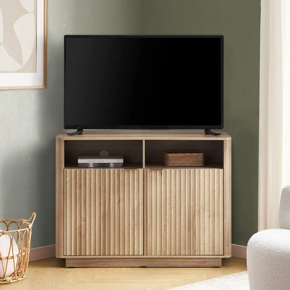 

Brooklyn Corner Storage Cabinet, Mid Century Modern Buffet, Entertainment Center, Storage Cabinet with Doors and Shelves,