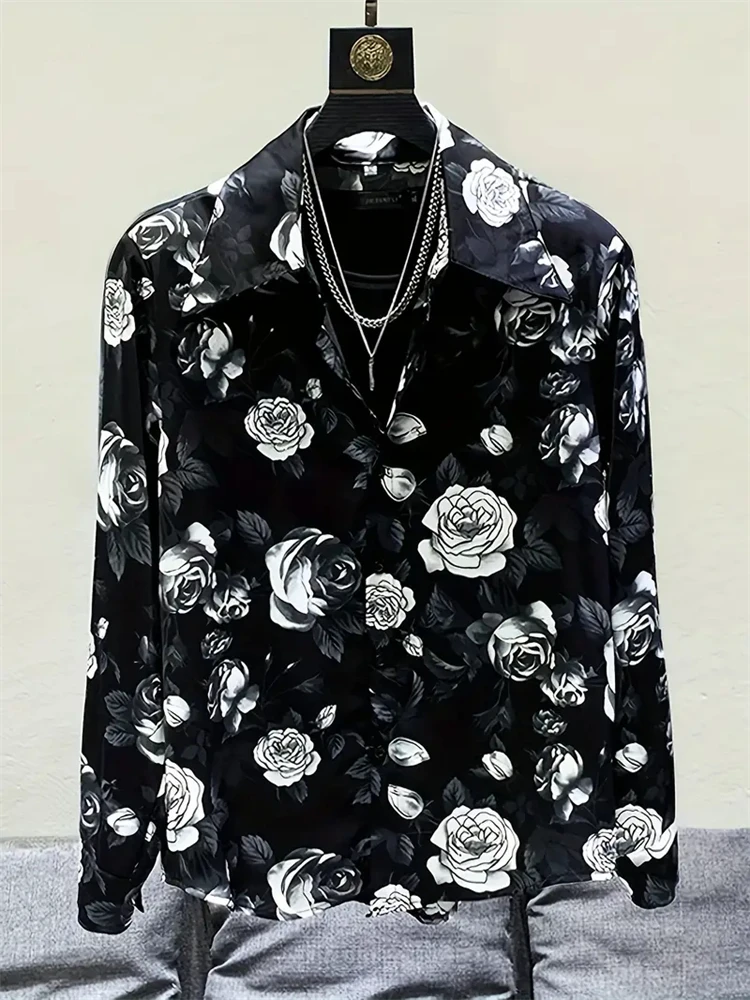 

Мужская модная рубашка с длинным рукавом и 3D-принтом в виде цветочного узор, высококачественная, удобная, стильная мужская рубашка с принтом.