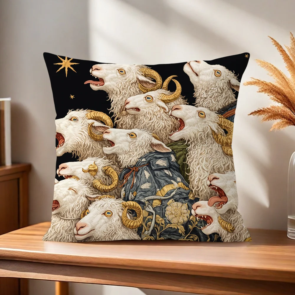 Ziegenmuster mit modernem Kunst-Kissenbezug für Zuhause, Sofa, Wohnzimmer, Büro, Café, Auto. – Detail 4