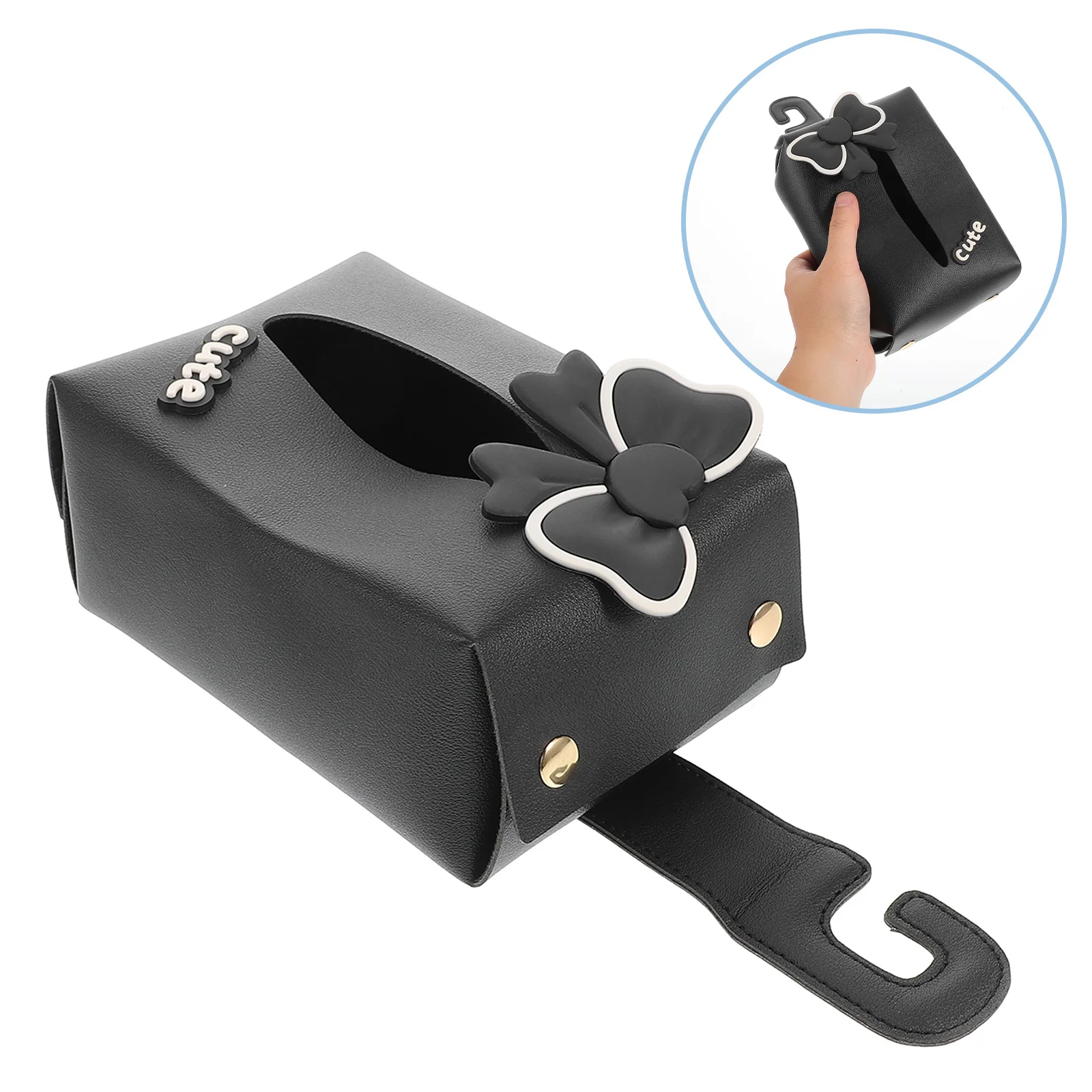 

Car Tissue Box Bowknot Design Creative Hanging Tissue Bag Backseat Paper Towel Holder Car Organizer Napkin Holder