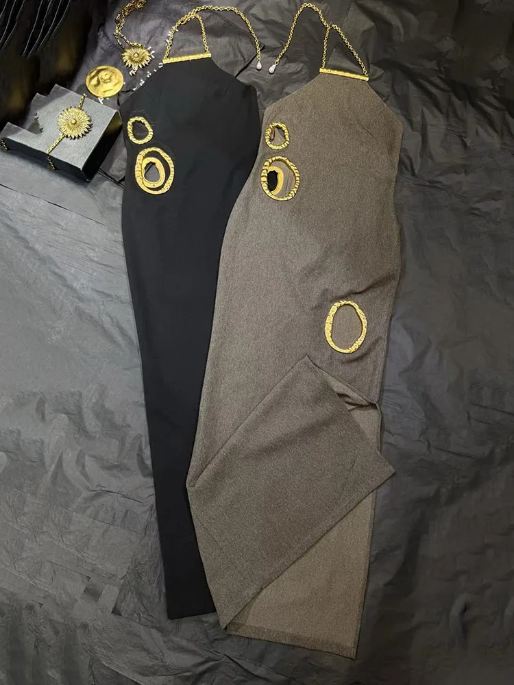 レディースドレス、天然パールホルターネックガウン、非対称カットアウトイブニングガウン、高品質、コルセット、2026、春、新作、