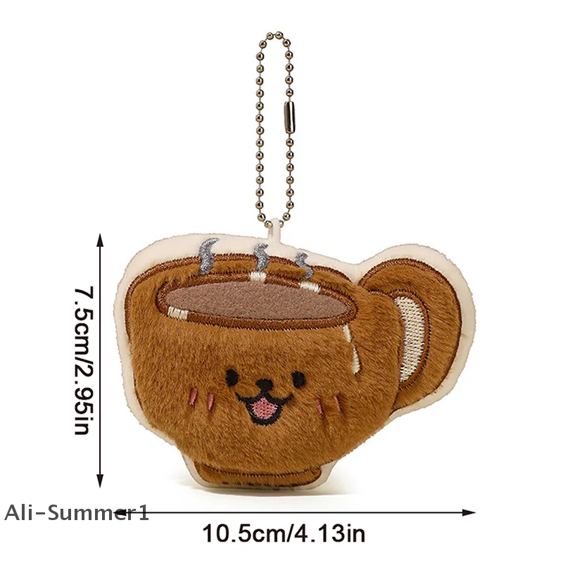 【E】Croissant Cake llavero de juguete de peluche café de dibujos animados muñeco de peluche suave colgante llavero de coche mochila bolsa decoración regalo para niños