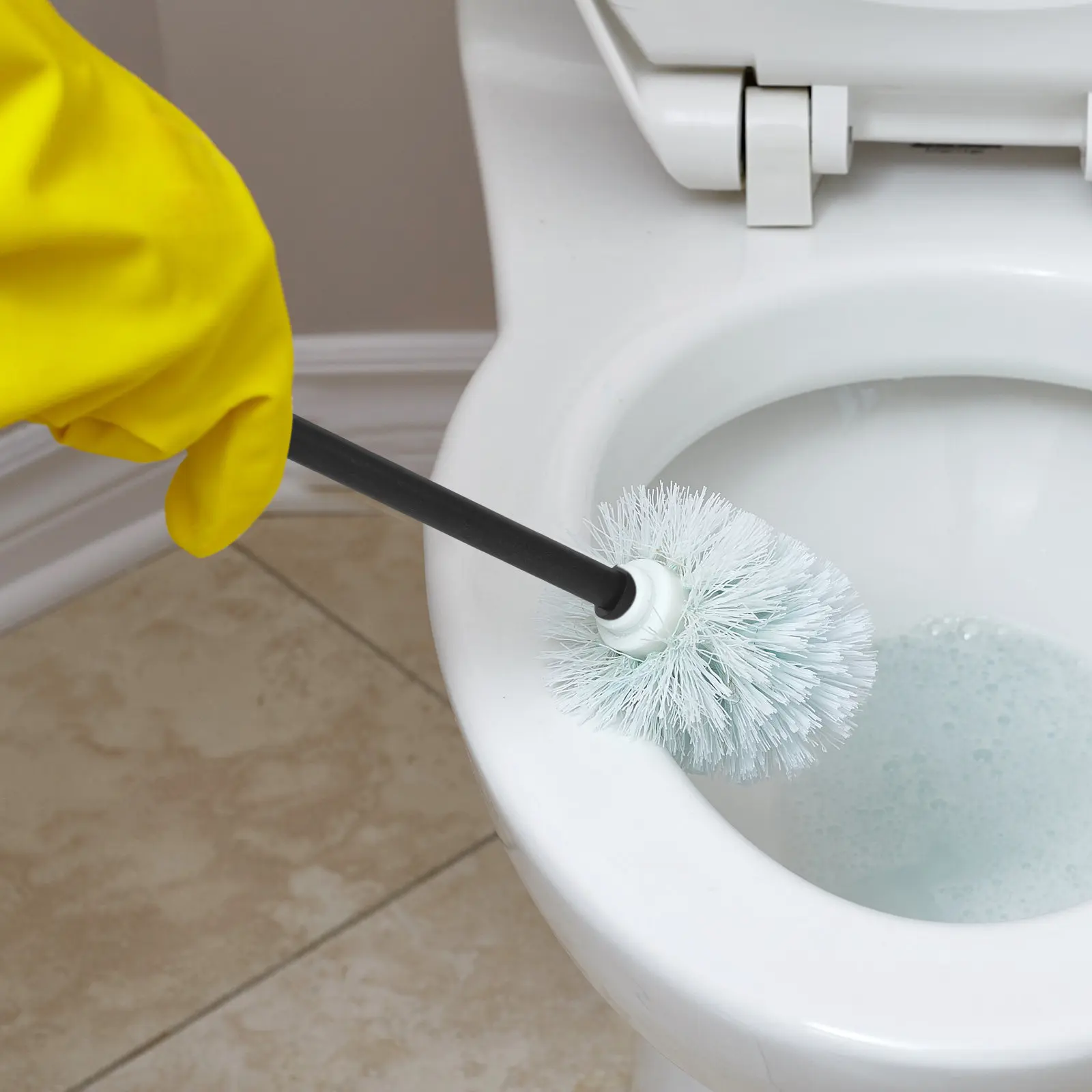 2PCS Toilet Brush Handle Replacement with Grip Scrub Brush Parts Accessory for Toilet Bowl Cleaner Brush Pole Attachment