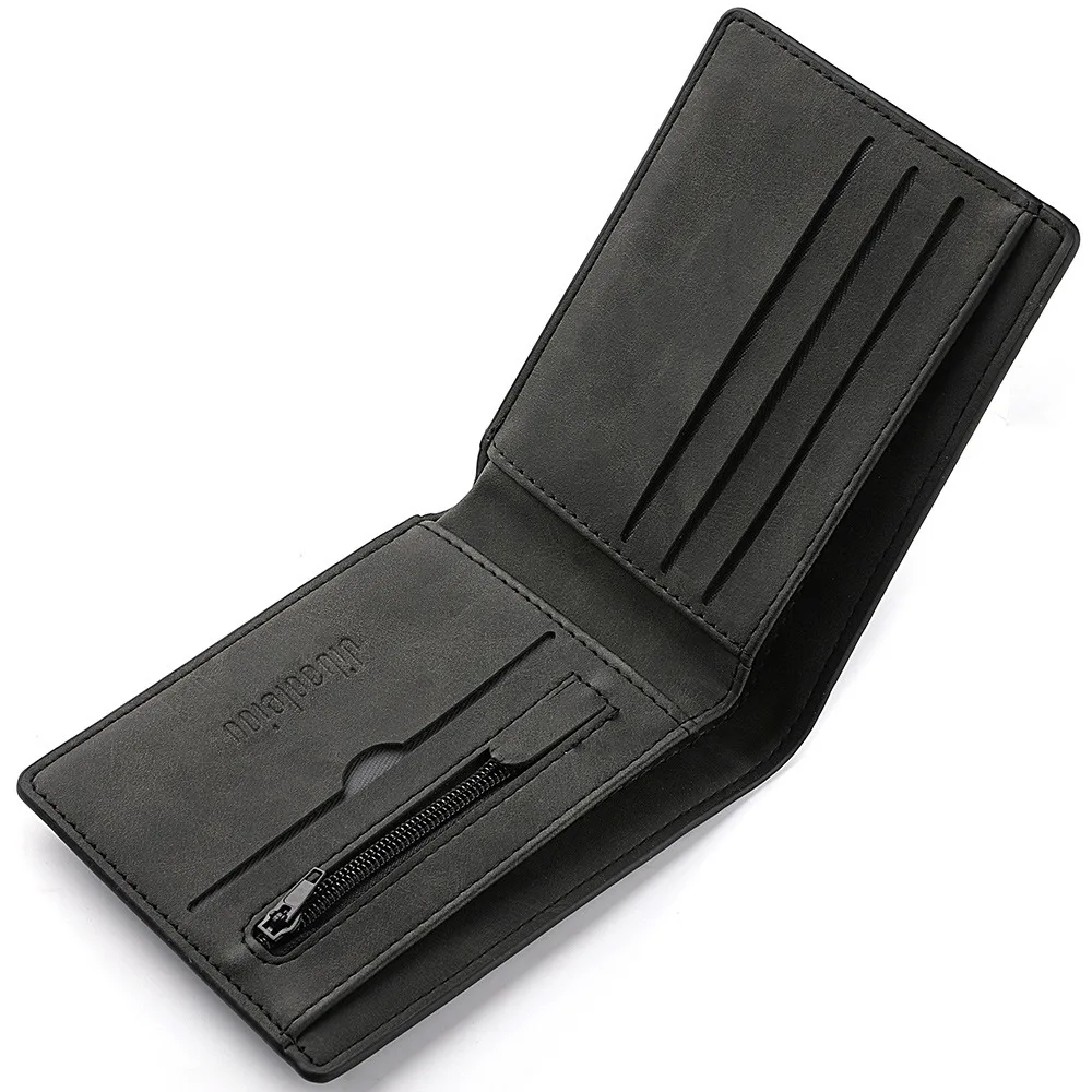 

2025 New Wallet Men's Genuine PU Leather Male Short Zipper Simple Soft Leather Light Money Clip Vintage Business Wallet Students