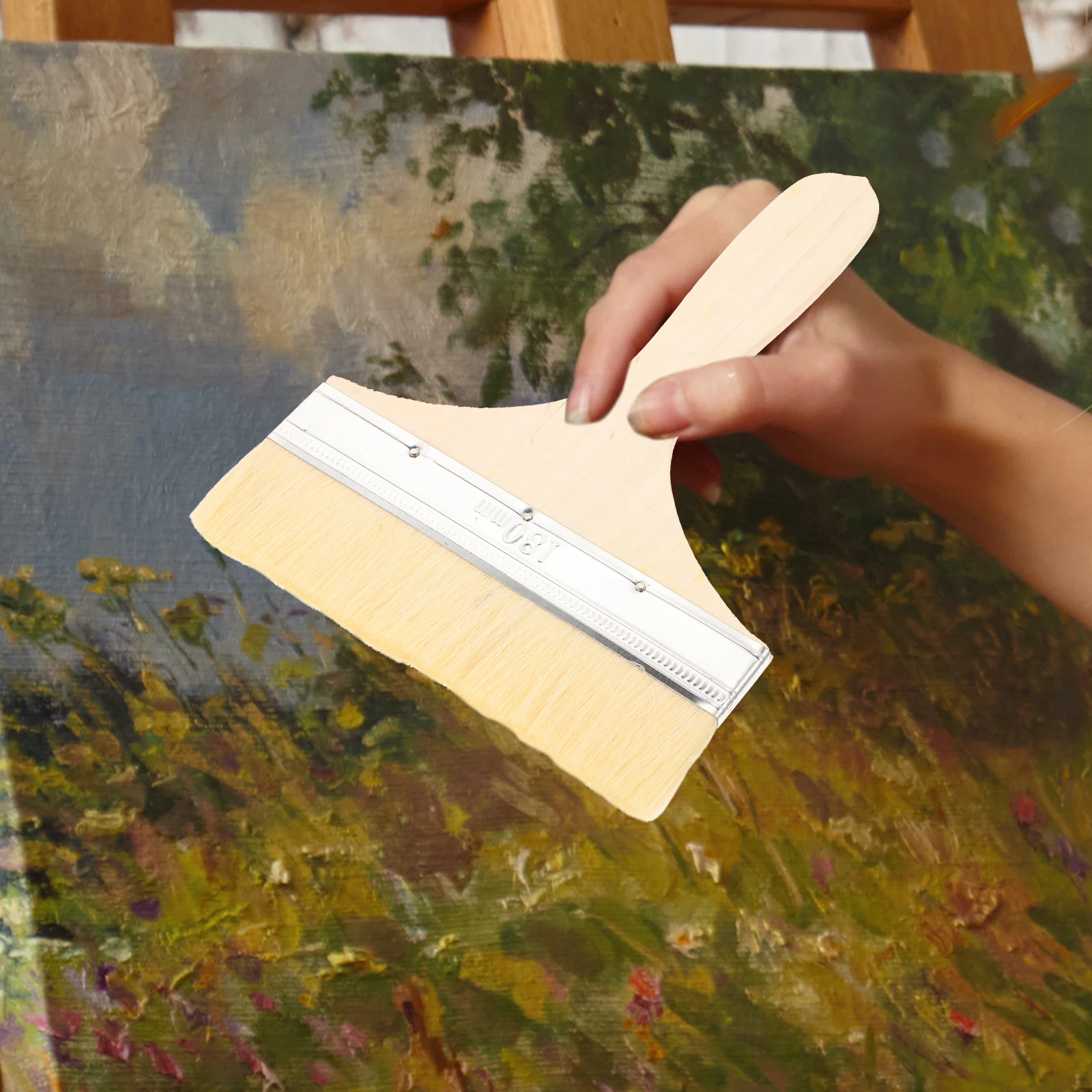 

2Pcs Long H Fleece Brush Wood H Paint Brushes Household Wall Cleaning Life Painting Accessories