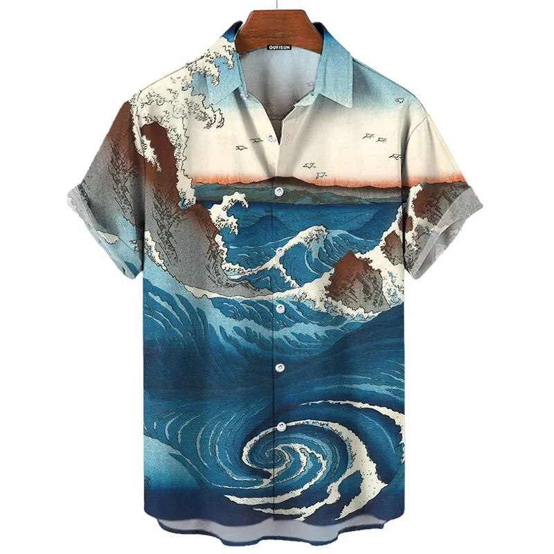 

Seaside Scenery Hawaiian Shirts For Men Summer Short Sleeve Beach Shirt Blouse Men's Button Vacation Aloha Shirt Clothes