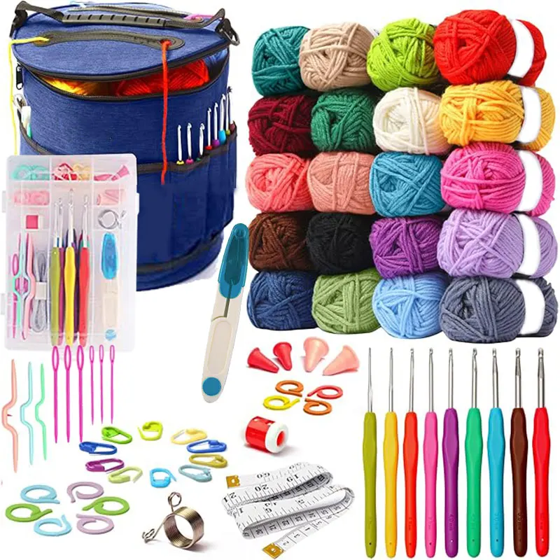 

Crochet Kit for Beginners Adults and Kids, Complete Starter Set to Make Amigurumi and Other Projects – Includes 20 Colors Yarn