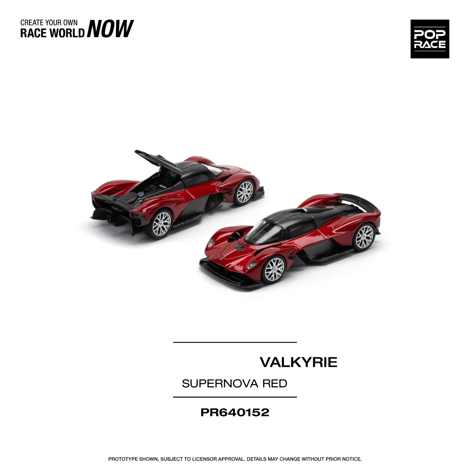 PreSale POP Race 1:64 Valkyrie V12 Supernova Red Openable Hood Diecast Diorama Car Model Toy