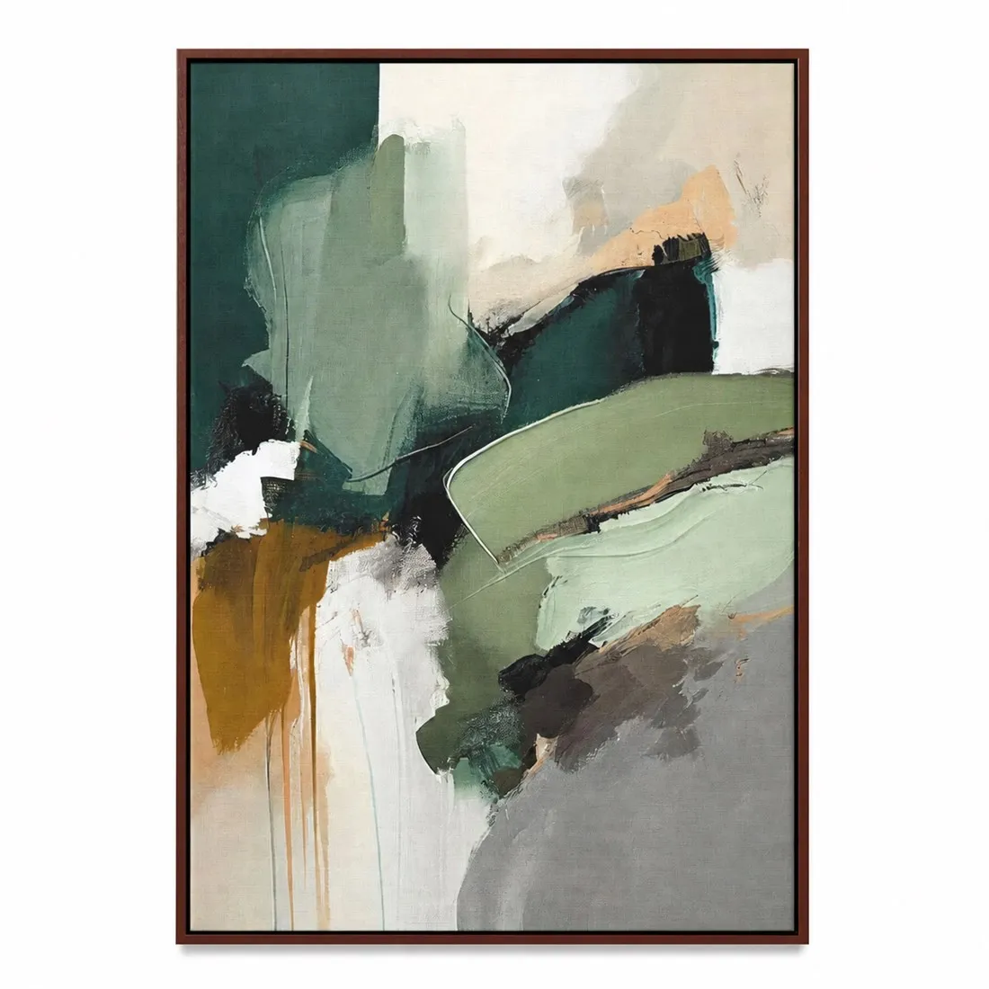 (No frame)Framed Canvas Sage Green Japandi Wall Art Modern Neutral Wabi Sabi Minimalist Abstract Art Print Trendy Living Room