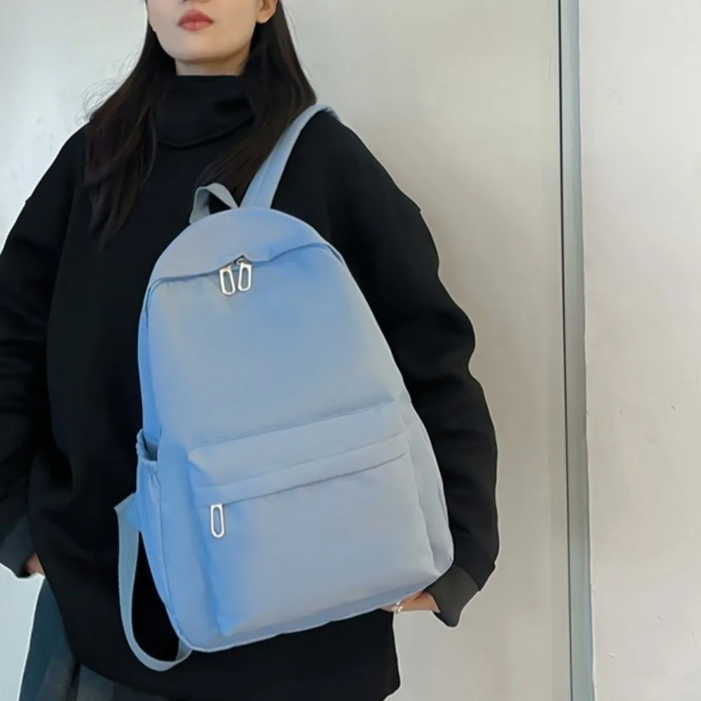 

Minimalist Design Korean Style Backpack Solid Color Waterproof Nylon Large Capacity Backpack Lightweight Simple Style