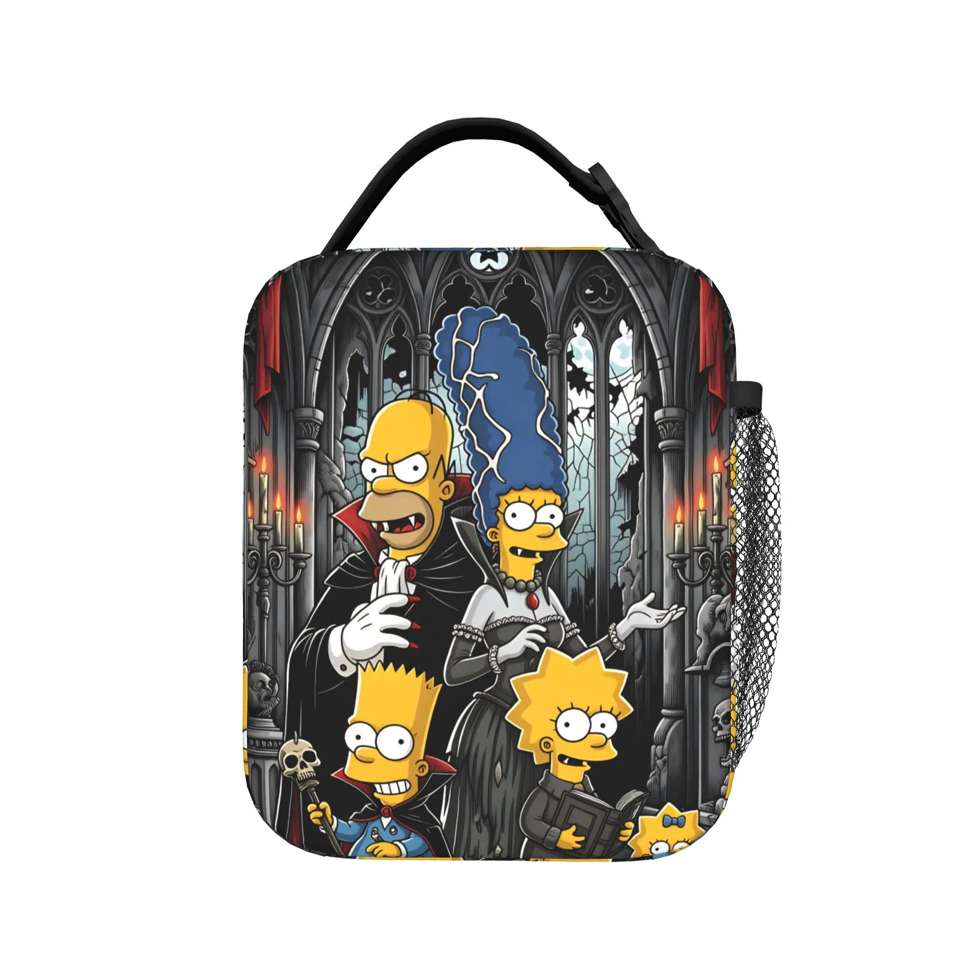 S-Simpsons Vampire Family Gothic Halloween Lunch Bag Retro Lunch Box Office Portable Tote Food Bags For Girl Designer Cooler Bag