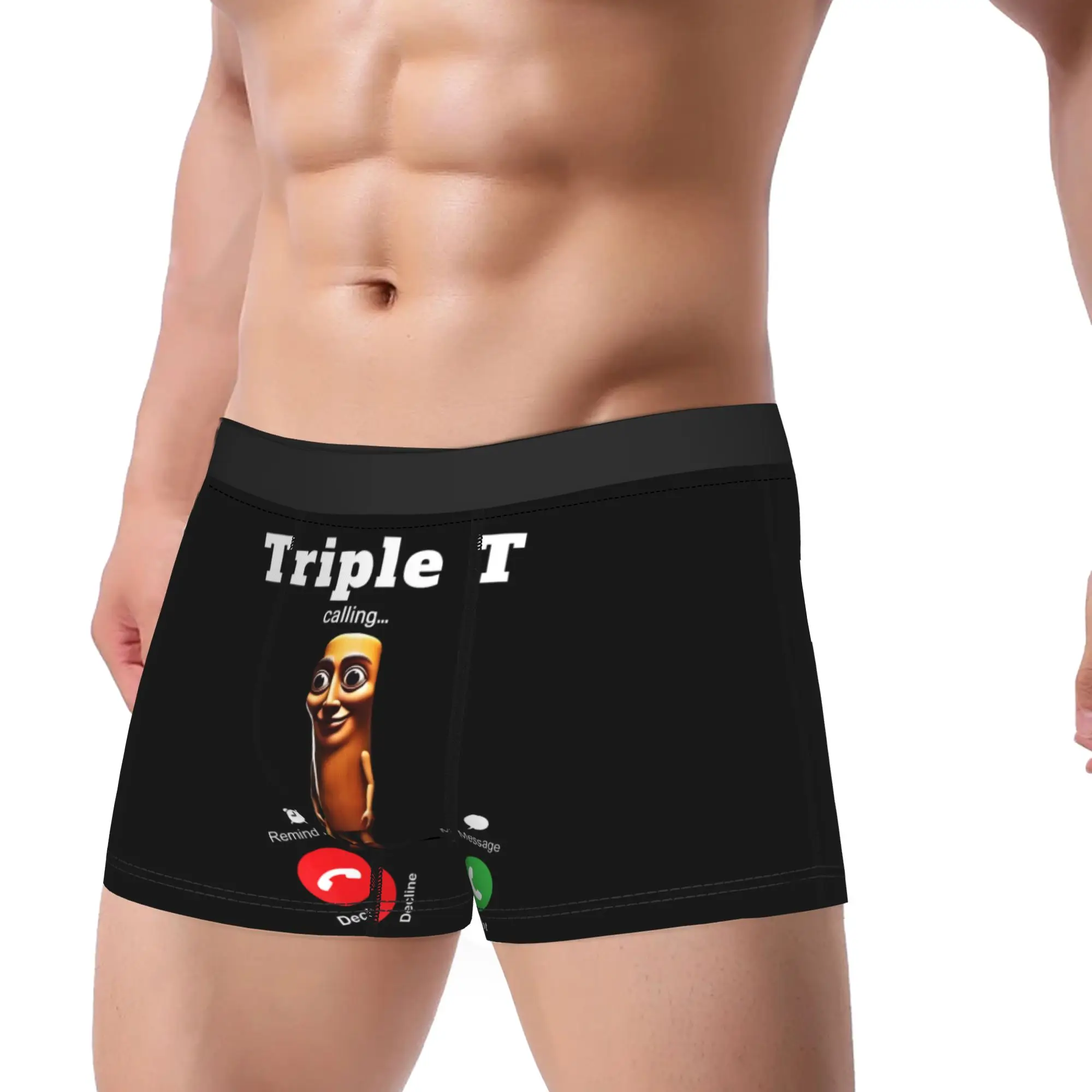 Tung Tung Tung Sahur is Calling Meme Funny Brainrot Triple Trunk 3D Pouch Underwear Customs Boxer Brief Comfortable Man Panties