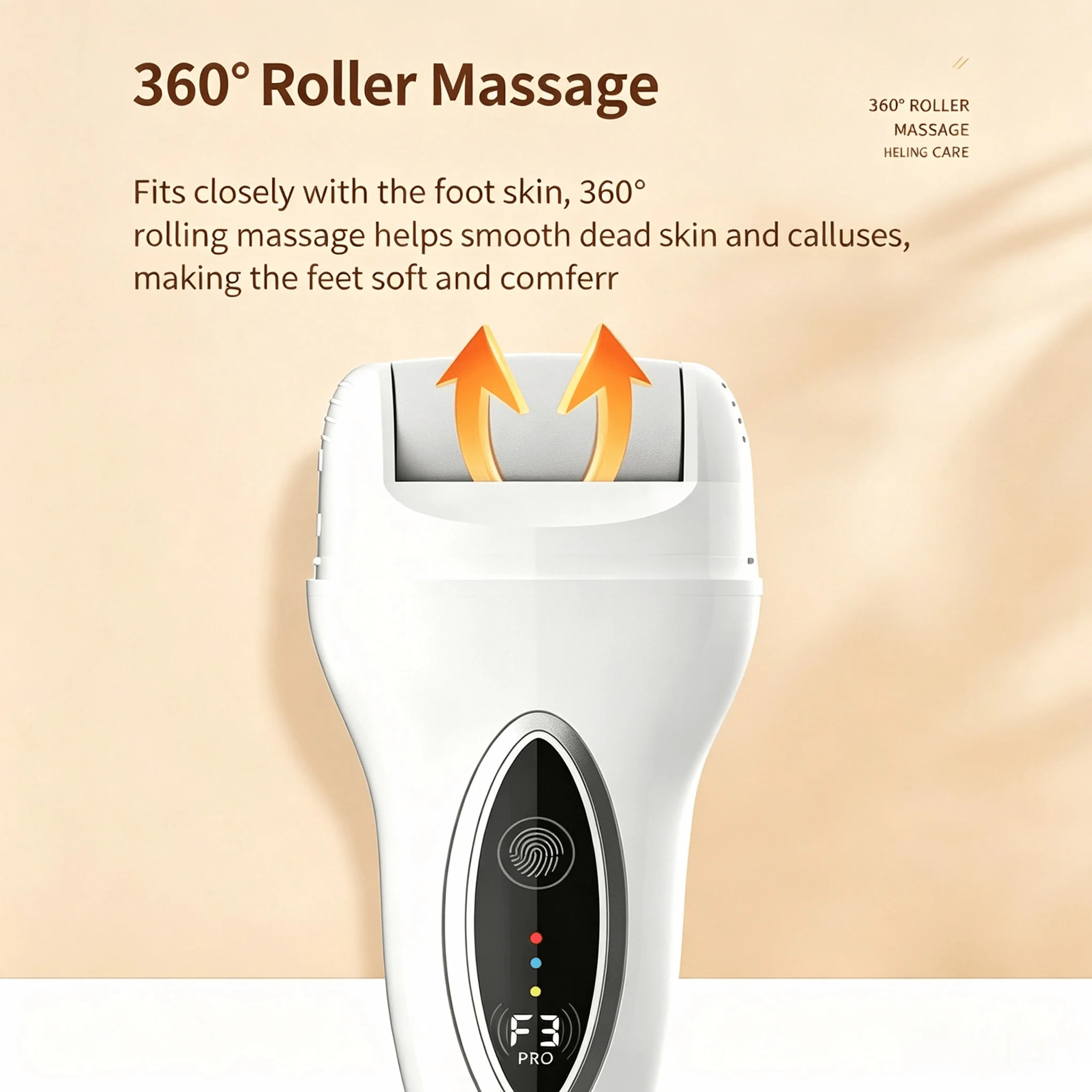 Electric Foot Callus Remover, 3-Speed Rechargeable Foot File for Dead Skin, Calluses & Cracked Heels, One-Button Electric Pedicure Tool with Replacement Roller Heads, At-Home Foot Care Kit
