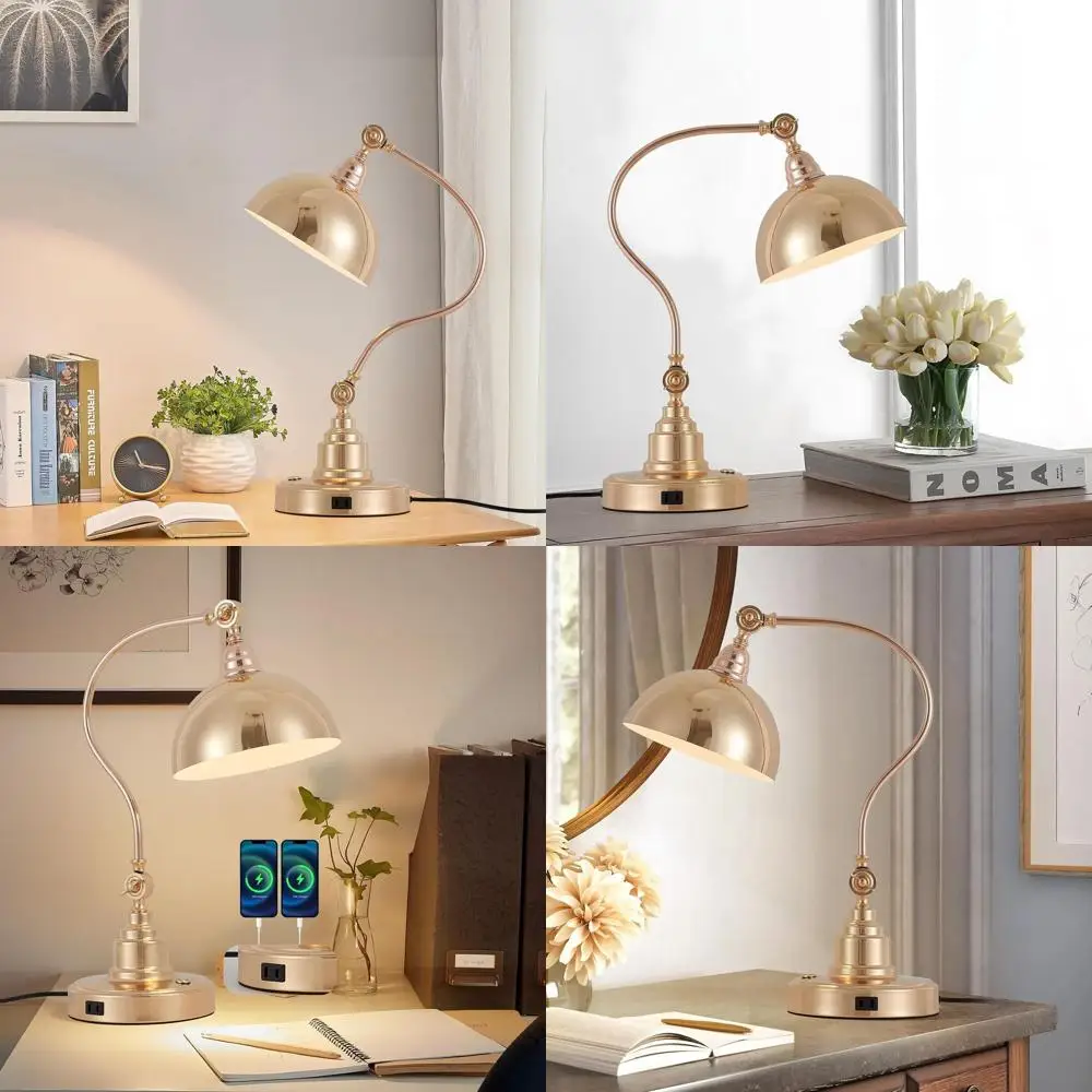 

Elegant French Gold Desk Lamp with LED Bulb, Perfect for Home, Office, and Bedroom in Vintage Style