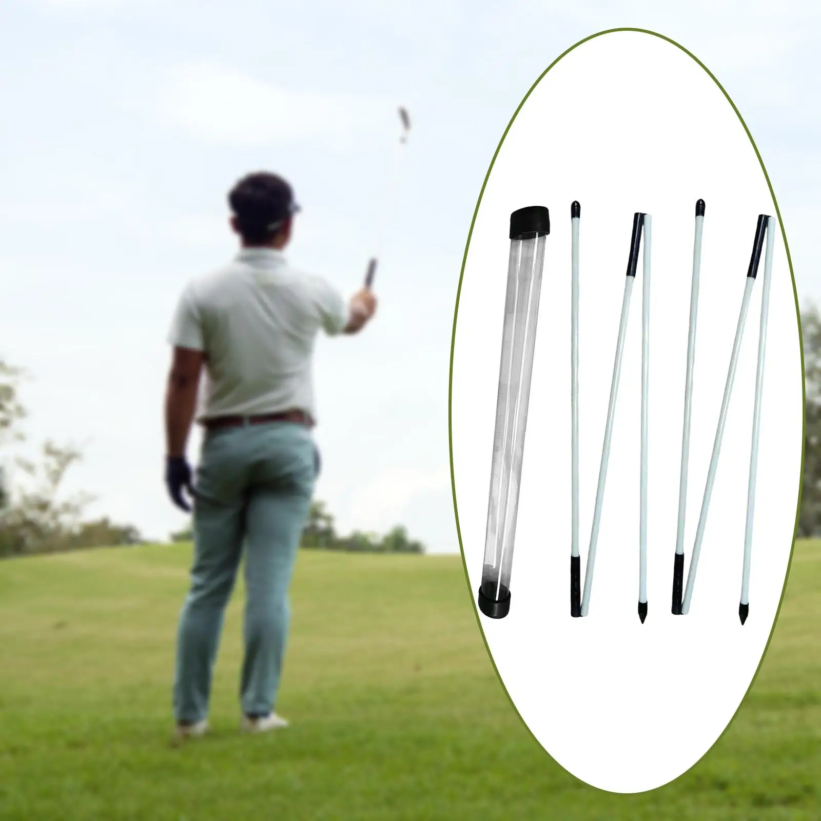 2 Golf Alignment Sticks with Storage Tube 48 Inch Folding Golf Practice Sticks for Stance Aiming with