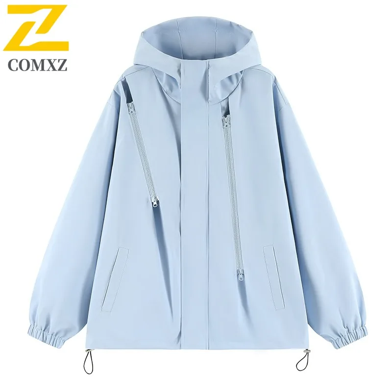 

COMXZ Мужская новая куртка Классическая однотонная уличная ветрозащитная куртка для кемпинга Мужские легкие весенне-осенние топы с капюшоном для бега