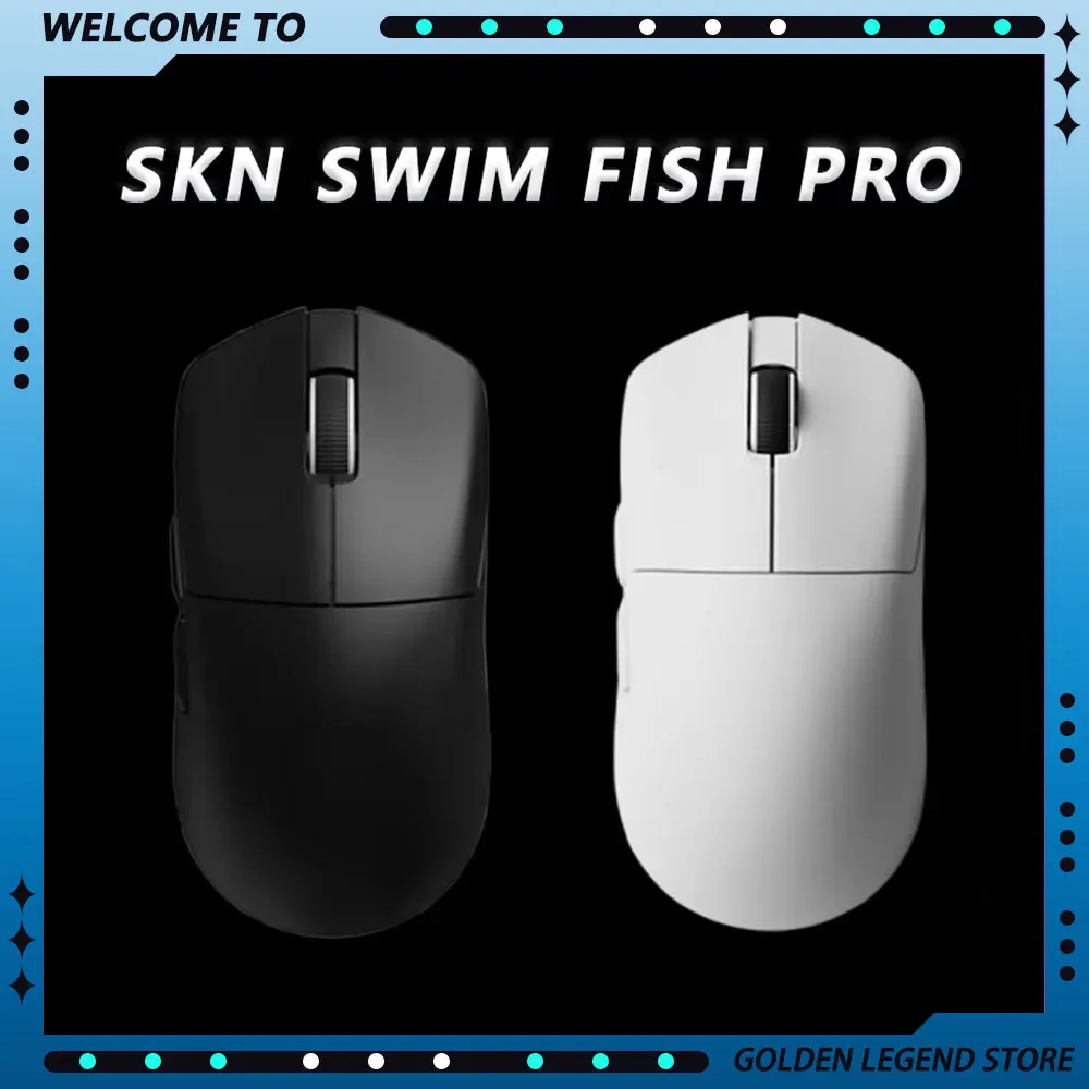 Skn Swim Fish Pro Gaming Mouse Tri Mode Paw3950 Sensor Wireless Bluetooth  8k 30000dpi  56g Light Thin Low Delay Mouse E-Sports