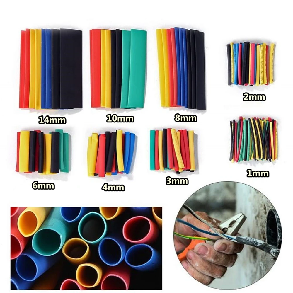 164pcs Set Polyolefin Shrinking Assorted Heat Shrink Tube Wire Cable Insulated Sleeving  Cable damage repair Tubing Set