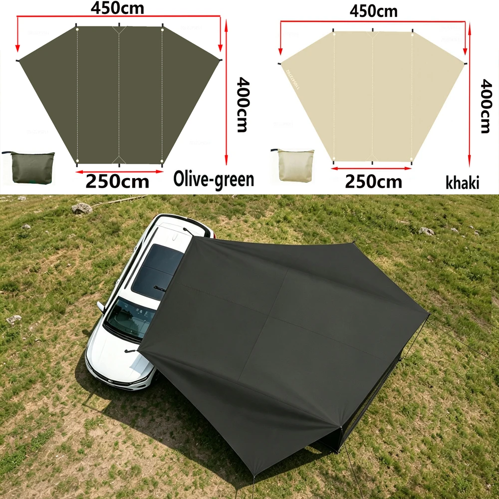 Großes Fledermauszelt-förmiges Auto-Seiten-Sonnenschutzdach, Wasserdichtes Stoffzelt, Outdoor-Camping, SUV-Box-Typ Auto-Heckabdeckung – Detail 1