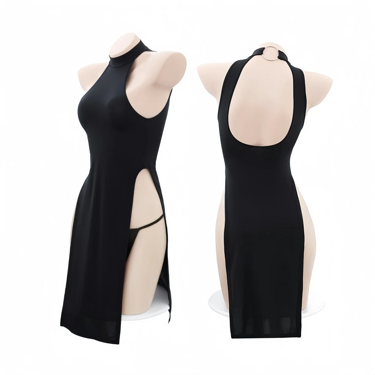 

Japan Style Transparent Qipao Cheongsam Long Dresses Sexy Black Bodycon Mini Dress for Women Plus Size Spring Autumn Streetwear