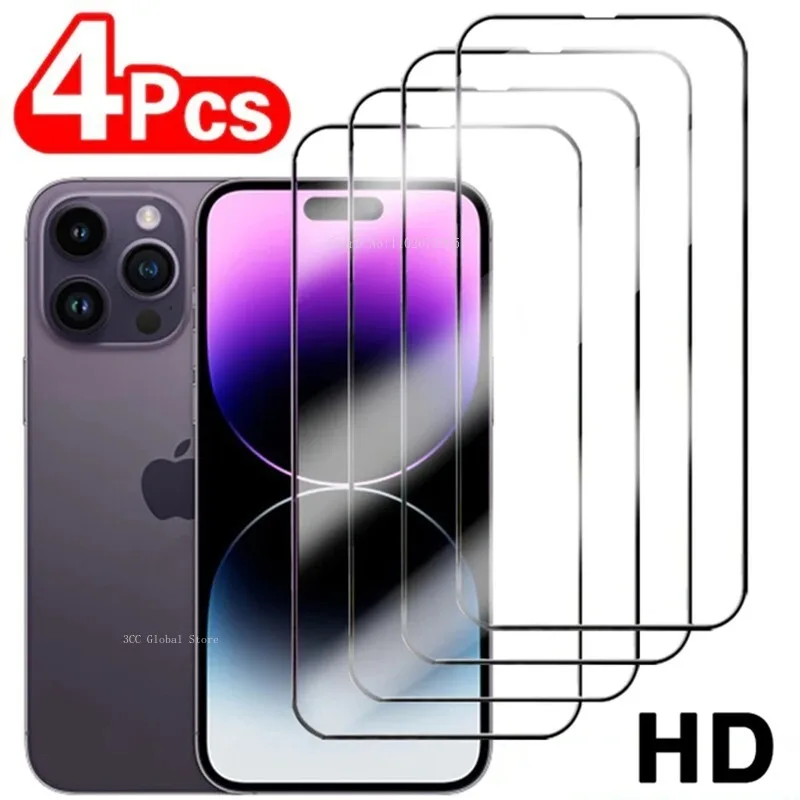 

4 шт. 9H закаленное стекло для iPhone 11 12 13 14 15 Pro XR XS Max Защита экрана для iPhone 15 14 Pro Max Plus se 3 2020 стекло