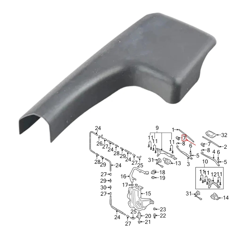 for PHAETON 3D Front Wiper Arm Cap LHD 3D1955205 ABS Black Replacement Cap Direct Fit Easy Install Front Wiper Protector