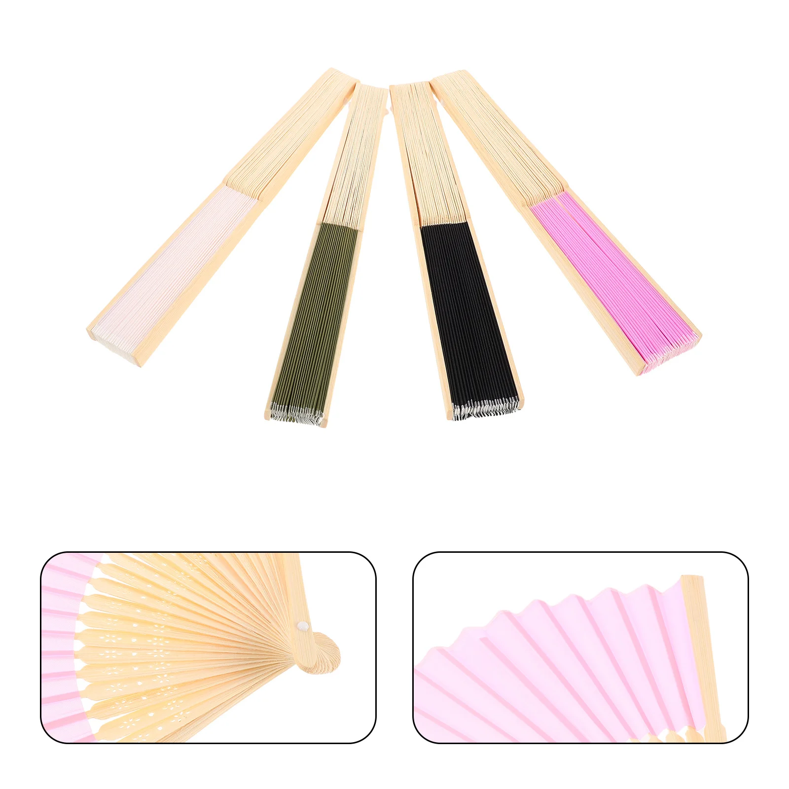 

8Pcs Handcrafted Pure Color Fabric Folding Fans 7 Inch Bamboo Rib Lightweight Portable Favors Guest Gifts Wedding Cosplay DIY