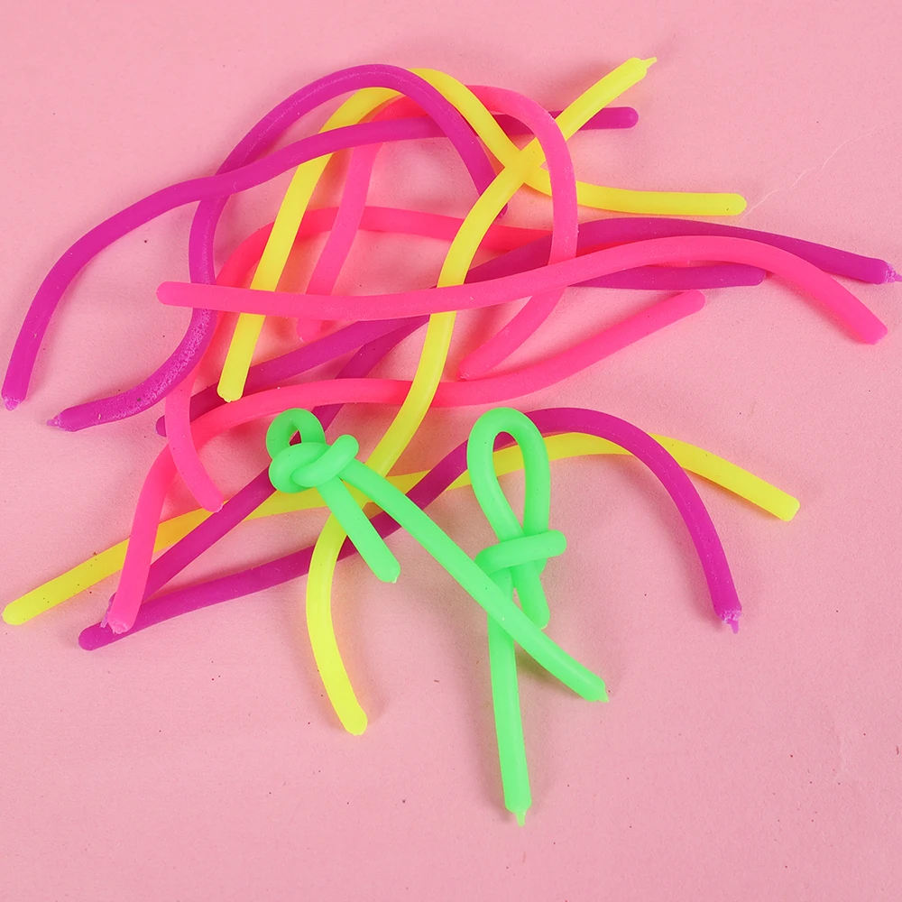 20Pcs Soft Rubber Noodle Elastic Rope Toys Stretch String Decompression Toy for Kids Adults Birthday Party Favors Pinata Fillers