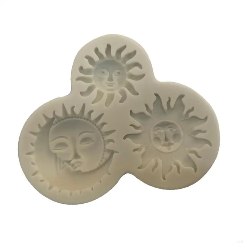 

A9BF for Sun and Moon Face Soft Silicone Mold Starry Lunar Keychain Mold DIY Silicone Baking Molds Silicone UV Resin Casting