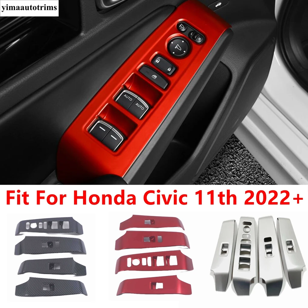 

Car Inner Door Armrest Window Glass Lift Switch Button Control Panel Cover Trim Accessories For Honda Civic 11th 2022 2023 2024