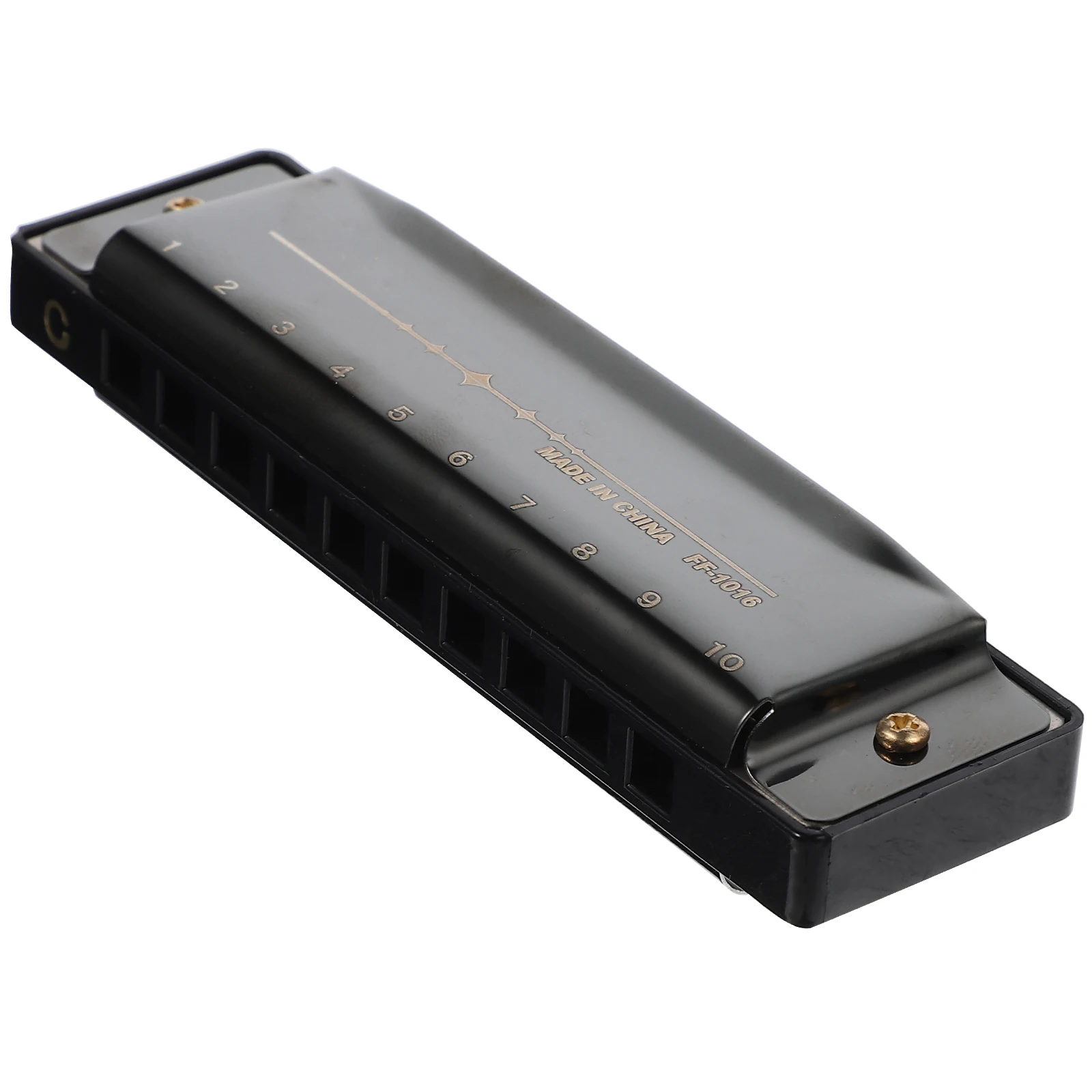 

10 Holes Harmonica Durable Portable Metal ABS Material Key of C Smooth Tone Stable Performance Musical Instrument for Adults