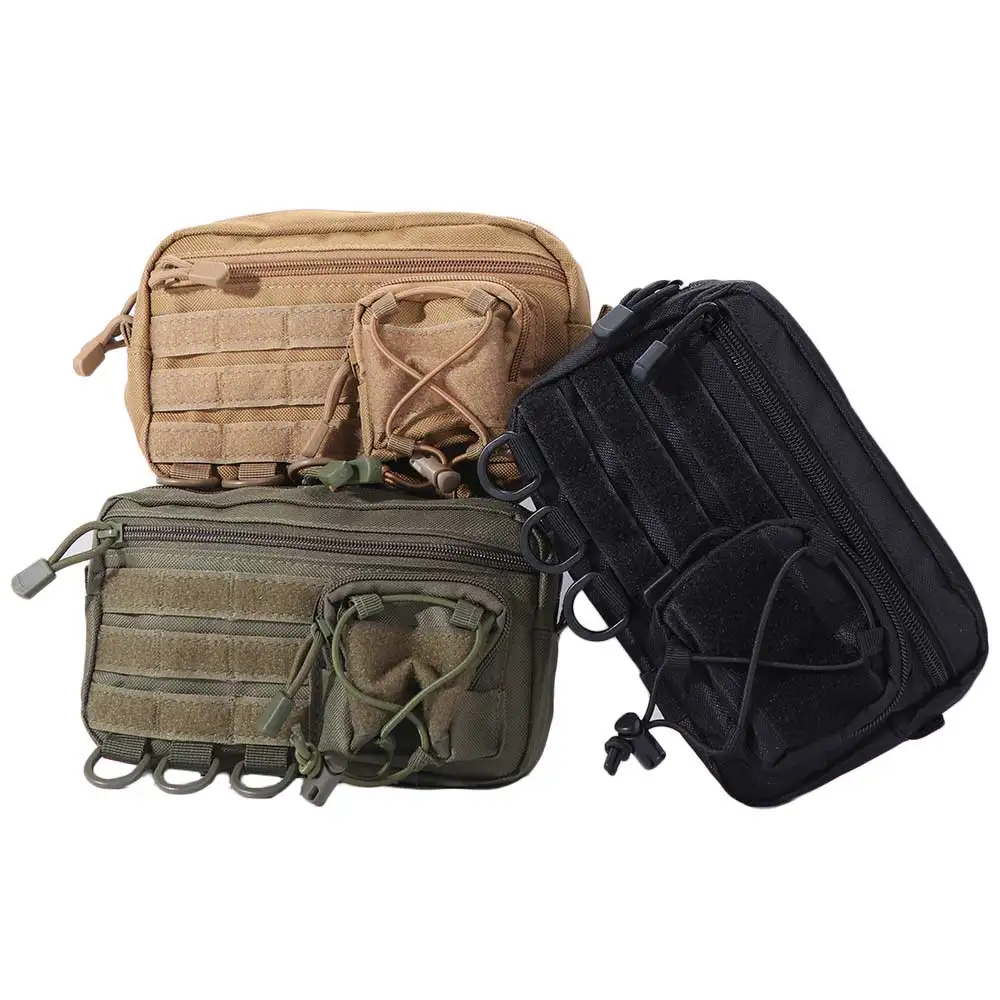 1000D Nylon Waist Fanny Pack Large Capacity with Small Zipper Bag Climbing Waist Bag Waterproof Durable Running Sports Belt Bag