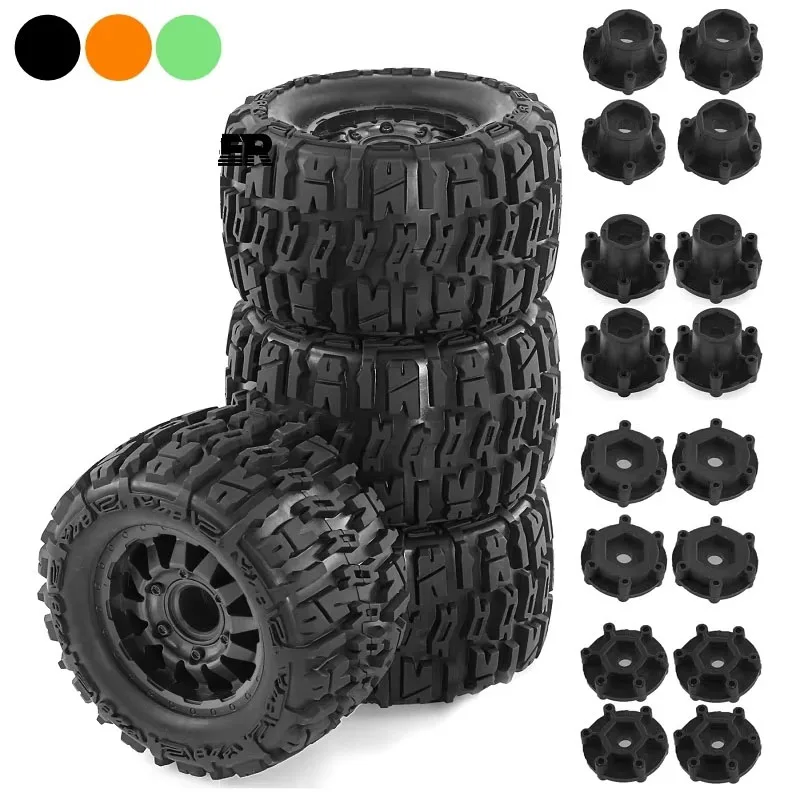 

4pcs 125mm 1/10 Monster Stunt Truck Tire 12mm and 14mm Hex for TRAXXAS MAXX ARRMA Granite KRATON Outcast Tamiya Losi Redcat