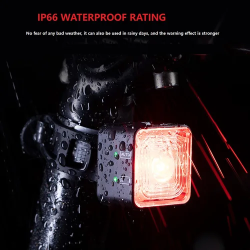 Imagen 2 del producto Luces de bicicleta con detección de freno, luz trasera/luz delantera/juegos de luces, resistente al agua, multimodo, recargable por USB, lámpara de freno con Sensor inteligente