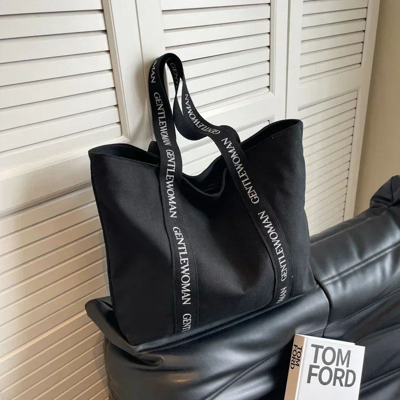 Fashion Leisure Zipper Canvas Women's Tote Bag 2026 High Quality Large Capacity Shoulder Bag Hot Selling Concise Shopping Bag